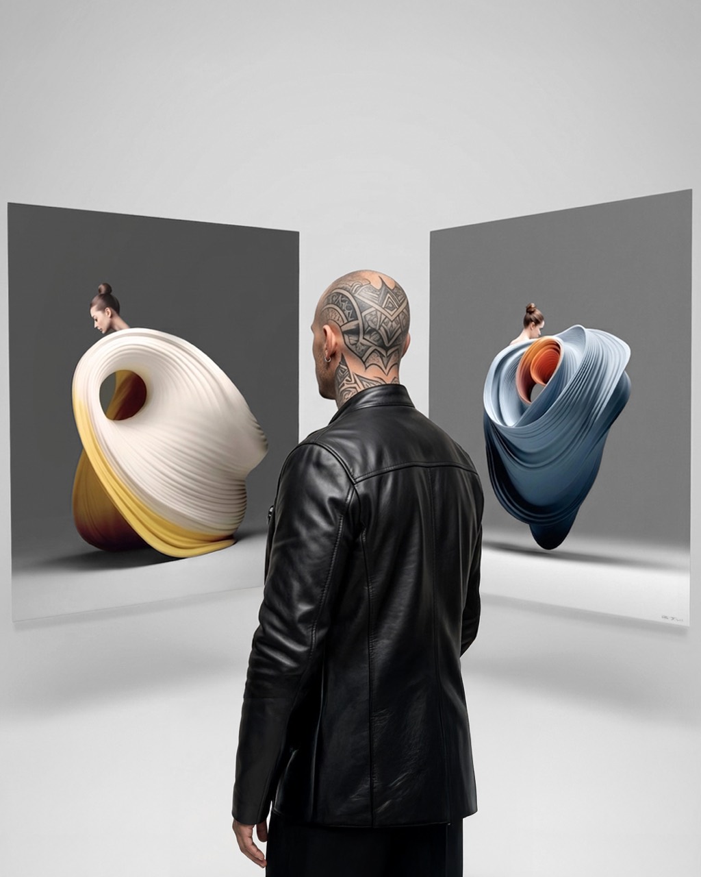 Visitor viewing works by Ali Alışır at Miami Art Fair, Bozlu Art Project, 2026 — Ali Alışır
